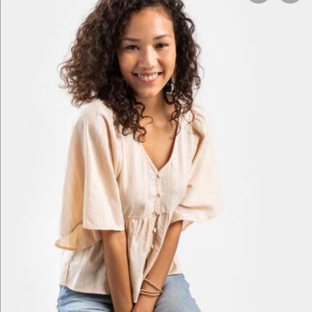 Ravera Textured Button Peasant Blouse